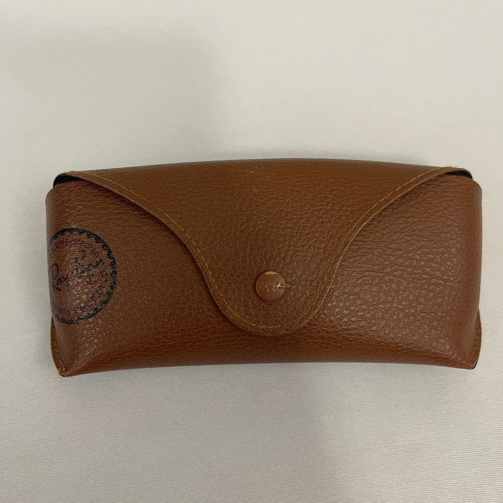 Ray Ban Brown Faux Leather Hard Shell Sunglasses Case Eyewear Storage CASE ONLY